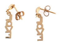 14K YELLOW GOLD LOVE PENDANT EARRINGS