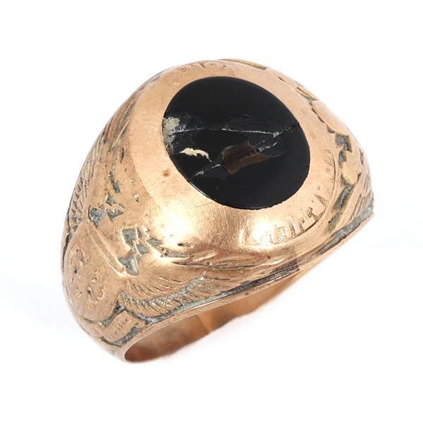 MENS 10K YELLOW GOLD US MILITARY SIGNET RING