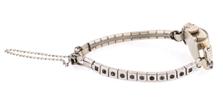 14K WHITE GOLD LOUISE DIAMOND & SAPPHIRE WRIST WATCH
