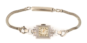 ART DECO 14K WHITE GOLD GRUEN DIAMOND WRISTWATCH
