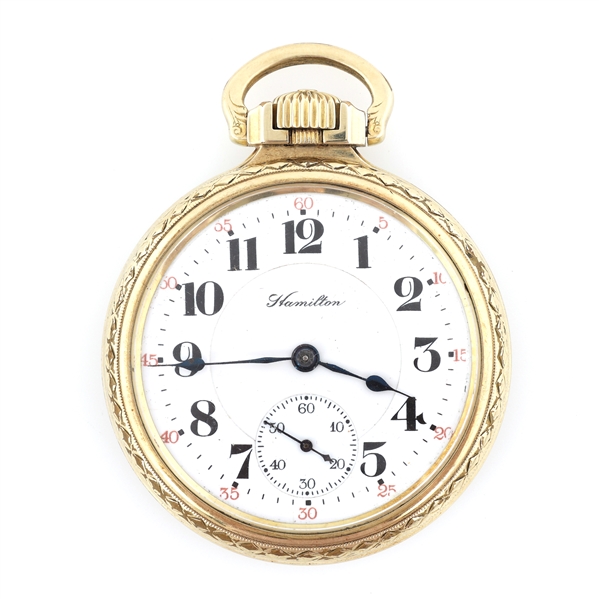 MENS HAMILTON GOLD FILLED CASE POCKET WATCH