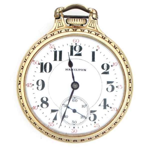 MENS HAMILTON GOLD FILLED CASE POCKET WATCH