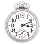 MENS HAMILTON RAILROAD NICKEL CASE POCKET WATCH