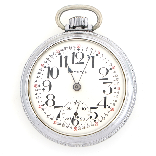 MENS HAMILTON RAILROAD NICKEL CASE POCKET WATCH