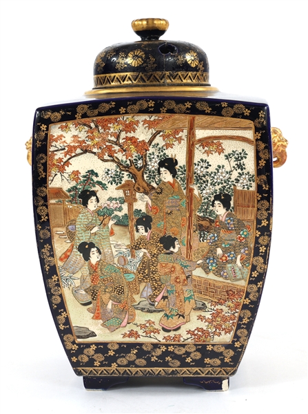 JAPANESE SATSUMA PORCELAIN SQUARE JAR