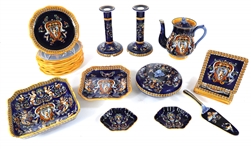 GIEN FRANCE RENAISSANCE FOND BLEU PORCELAIN SET