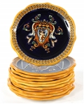 GIEN FRANCE RENAISSANCE FOND BLEU PORCELAIN SET