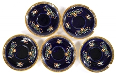GIEN FRANCE RENAISSANCE FOND BLEU PORCELAIN PIECES
