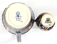 GIEN FRANCE RENAISSANCE FOND BLEU PORCELAIN PIECES