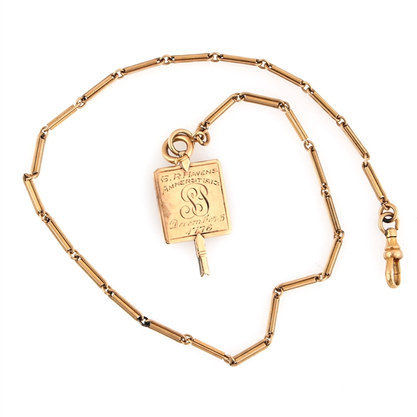 14K YELLOW GOLD WATCH FOB WITH PHI BETA KAPPA CHARM