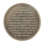APOLLO 11 FLIGHT AWARENESS SPACECRAFT METAL MEDALLION
