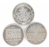 NASA SPACE FLOWN METAL COMMEMORATIVE MEDALLIONS
