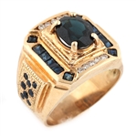 14K YELLOW GOLD SAPPHIRE & DIAMOND RING