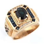 14K YELLOW GOLD SAPPHIRE & DIAMOND RING