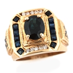 14K YELLOW GOLD SAPPHIRE & DIAMOND RING