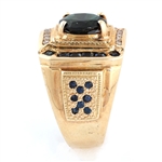 14K YELLOW GOLD SAPPHIRE & DIAMOND RING