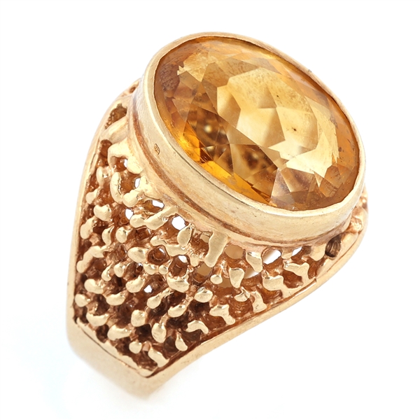 14K YELLOW GOLD CITRINE COCKTAIL RING