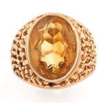 14K YELLOW GOLD CITRINE COCKTAIL RING