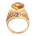 14K YELLOW GOLD CITRINE COCKTAIL RING