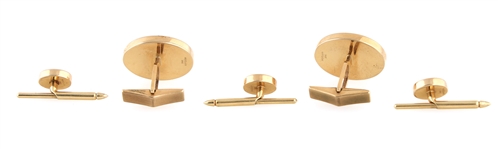 AVEDON 14K YELLOW GOLD ONYX CUFF LINKS & TUXEDO STUDS
