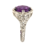14K WHITE GOLD ART DECO STYLE AMETHYST RING