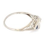 14K WHITE GOLD ART DECO DIAMOND & SAPPHIRE RING