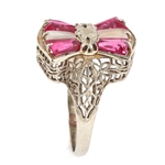 EDWARDIAN 14K WHITE GOLD RUBY & TOURMALINE RING