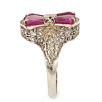 EDWARDIAN 14K WHITE GOLD RUBY & TOURMALINE RING