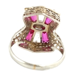 EDWARDIAN 14K WHITE GOLD RUBY & TOURMALINE RING