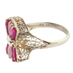 EDWARDIAN 14K WHITE GOLD RUBY & TOURMALINE RING
