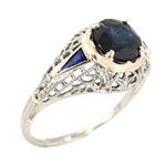 EDWARDIAN PLATINUM SAPPHIRE FILIGREE RING
