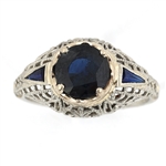 EDWARDIAN PLATINUM SAPPHIRE FILIGREE RING