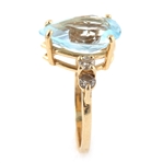 14K YELLOW GOLD BLUE TOPAZ COCKTAIL RING