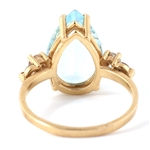 14K YELLOW GOLD BLUE TOPAZ COCKTAIL RING