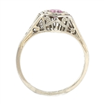 ART DECO 14K WHITE GOLD PINK SAPPHIRE RING