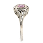 ART DECO 14K WHITE GOLD PINK SAPPHIRE RING