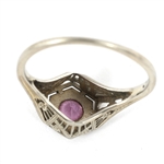 ART DECO 14K WHITE GOLD PINK SAPPHIRE RING