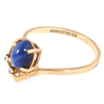 10K YELLOW GOLD BLUE STAR SAPPHIRE FASHION RING
