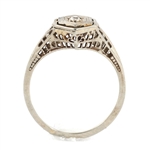 ART DECO 14K WHITE GOLD DIAMOND RING