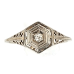 ART DECO 14K WHITE GOLD DIAMOND RING