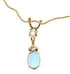 14K YELLOW GOLD BLUE TOPAZ & DIAMOND PENDANT WITH CHAIN