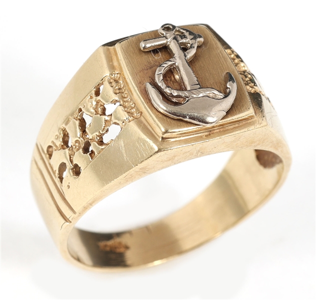 10K YELLOW GOLD MARTIME THEME SIGNET RING