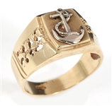 10K YELLOW GOLD MARTIME THEME SIGNET RING