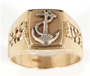 10K YELLOW GOLD MARTIME THEME SIGNET RING