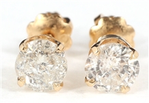 14K YELLOW GOLD 1 CTW DIAMOND SOLITAIRE EARRINGS