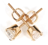 14K YELLOW GOLD 1 CTW DIAMOND SOLITAIRE EARRINGS