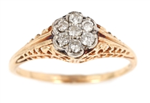 10K YELLOW GOLD ART DECO STYLE CLUSTER RING