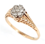10K YELLOW GOLD ART DECO STYLE CLUSTER RING