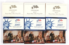 2007 UNITED STATES MINT SILVER PROOF SETS - LOT OF 3