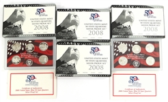 2008 US MINT STATE QUARTERS SILVER PROOF SETS